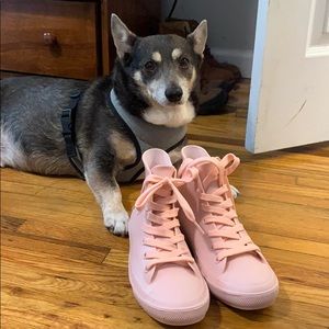 Rain Boots - lace up, light pink, never worn